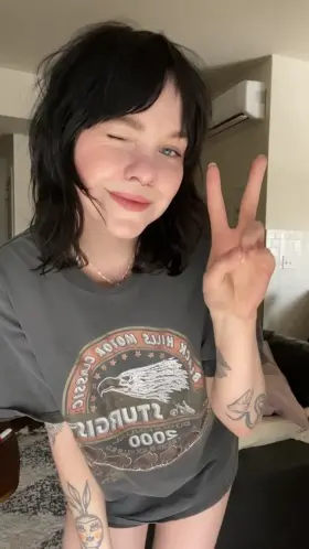 Taking it all off right in front of the window. Idc who sees these tiny tits 😉