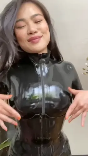 A good little locked subby shined my catsuit. Did he do a good job?