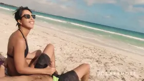 I treat my boyfriend on the public beach. How do you like the view?