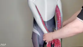 Practicing some rope bondage while in Cosplay. Is my Spider-Gwen outfit shiny enough? (full video linked in the comments)