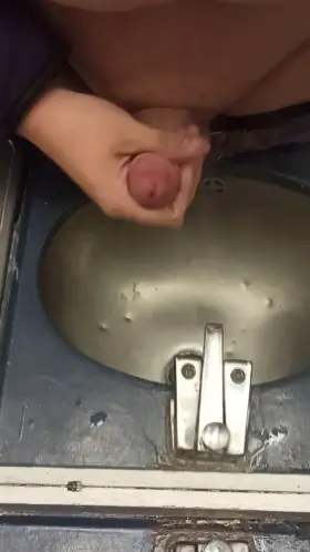 Cumming in a train bathroom
