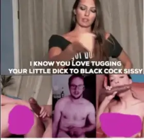 Playing with my little clitty while I sissy train with black cock ;)