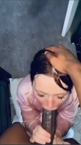 Choking on a BBC and takes a mouth full