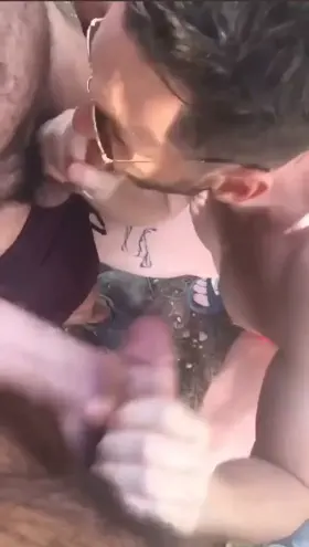 Outdoor cruising and sucking.