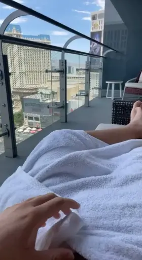 Just a softie on a hotel balcony