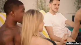 Kendra Sunderland kisses Jillian Janson and Isiah Maxwell