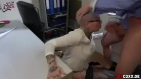 Cat Coxx Chokes Her Self With Her Employees Creamy Dick In The Office