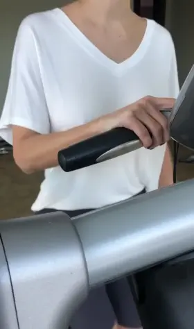 I hope you don't mind me running on a treadmill braless!