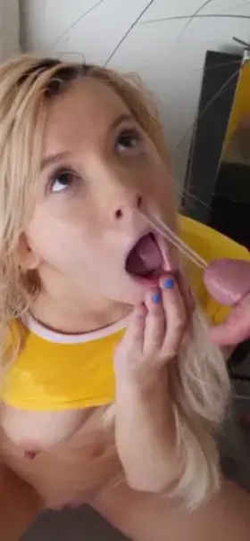 Only Breaking Eyes Contact To Throat It