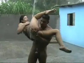 horny couples have intense fun in the rain