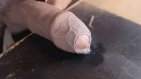 Pulling my foreskin back after getting drenched it precum!