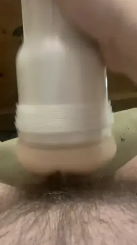 Watch my 23 year old cock fuck this flesh light while moaning