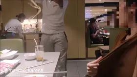 Flashing in front of the restaurant staff [GIF]