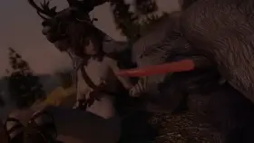 Druidess Enjoys The Sunset With Her Companion