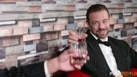 Asian slut gets double-penetrated on a pool table by 2 mobsters