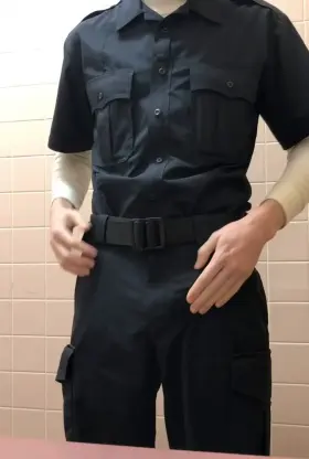 In the locker room at base before my shift