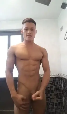 Fit Muscle boy Stroking & Flexing