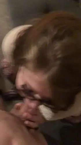 Girl with glasses loves sucking dick