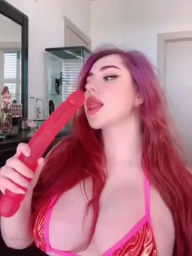 Girl With Big Tits Sucking His Toy Cock😈 Link in Comment