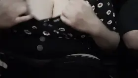 Playing with my huge tits in the car (OC)