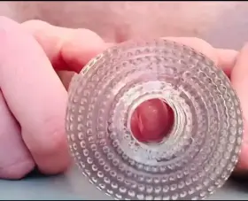 Closeup cumshot with fuck toy