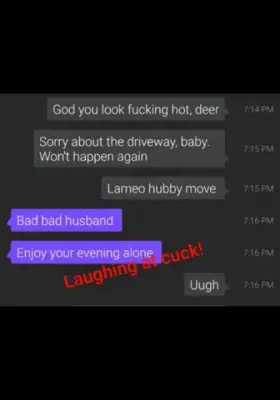 Waiting at home while wife out on a date texting me