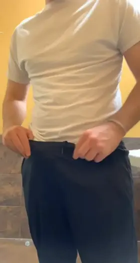 22. Rock hard on my bathroom break….