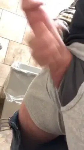 Stroking my forearm sized fat cock at the store 😈🍆