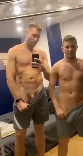 Comparing sizes in the mirror 😉😈😈for full videos check the link on my page 😜