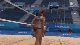Joana Heidrich and Anouk Vergé-Dépré - Beach Volleyball Butt Slap Celly