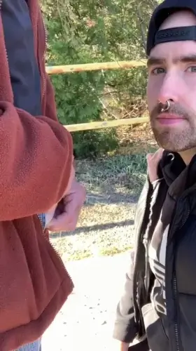 Playing with his fat dick out on the trails