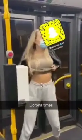 Dutch girl flashes on bus