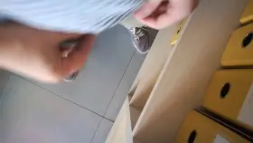 I was alone in my accountant's waiting room so i jerked off my uncut cock