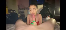 Light skin ebony gives blowjob