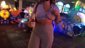 I was dared to walk through the arcade with my top unbuttoned [F]