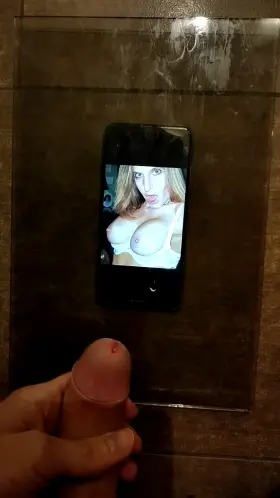 Releasing massive load on huge tits