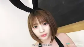 Yuika Takigawa has some thong panties on under her bunny costume