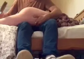 Watch daddy spank his boy red raw with a clothes brush and his big, manly hands 😈