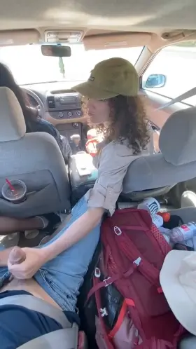Car Handjob for the back seat while the Uber drive takes us to a house party.[fmm]