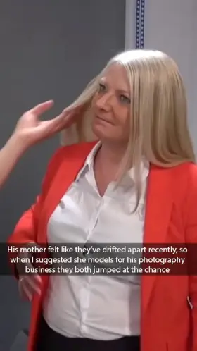 Mom poses for her son