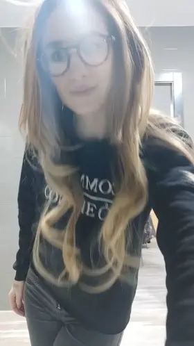 Cute glasses. Big tits. [gif]