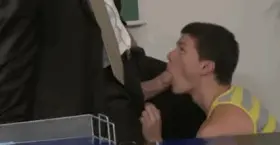 Suited guy sucked by construction worker ...