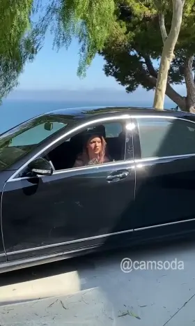 Glamour Model Getting Out of Her Car