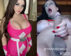 Pink Ranger Makes Big Cock Erupt