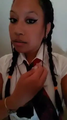 Slow-mo schoolgirl bounce