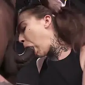 Tattooed brunette gets a hardcore fuck