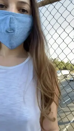 Shy about flashing my milf tits and pussy on a freeway over pass