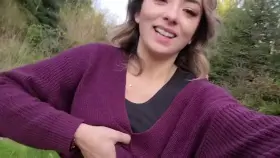 Walking through a park. I got caught earlier in lingerie on a bridge 🙈🙈