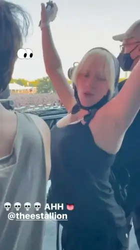 Billie Titties jumping on IG Story