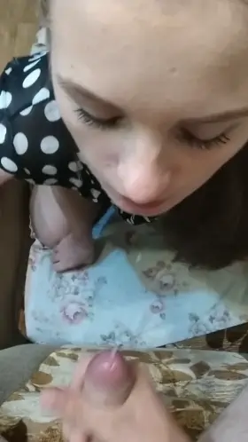 Pouty GF decides this cum facial stuff isn’t for her